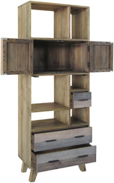 Corso Italy Mango Wood Grey Modern Bookcase Display Book Shelf 70x40x185cm